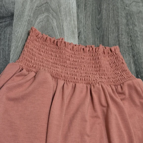 Zenana Coral Smocked Waist Maxi Skirt Stretchy Side Slit Lounge Resort Skirt - Picture 3 of 8